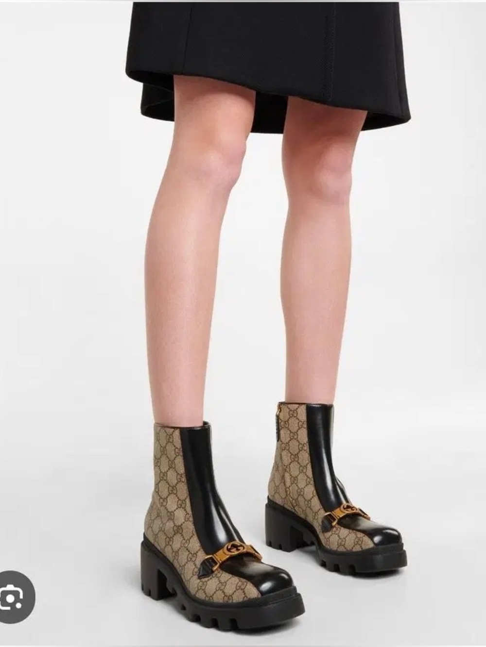 NIB $1290 Gucci GG Tessuto Supreme Monogram Magnum Platform Ankle Boots size 37